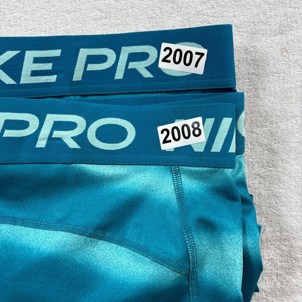 Nike Pro Training Compression Shorts Womens XL Blue Tie Dye Swoosh Logo Mid Rise